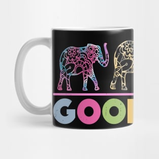 Three Elephants Trunk Up Proboscis Good Luck Mug